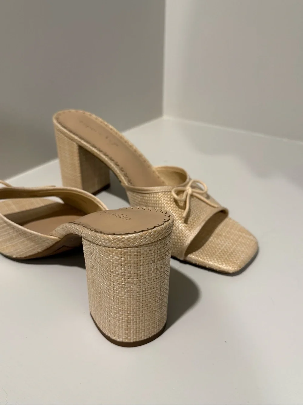 Cape Raffia Bow Detail Dress Slide Sandals